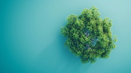 Tree top view isolated on a blue background