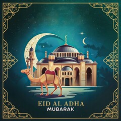 Eid al adha islamic background design, eid poster design
