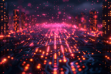 Fototapeta premium Digital background for tech, AI, neural networks, data, audio, graphics