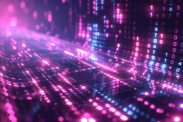 Obraz premium Digital Binary Technology Background created with Generative AI