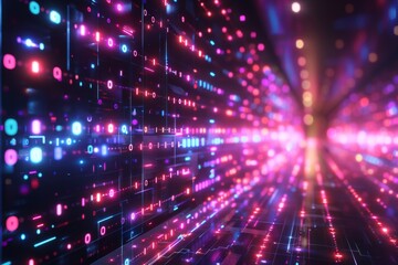 Obraz premium Digital Binary Technology Background created with Generative AI