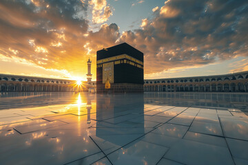 Holy Kaaba with sunrise