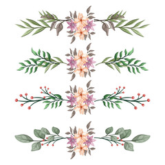 The Blooms Greenery Floral Foliage Ornament Corner Text Separator Elegance Framie for Invitations Card Template