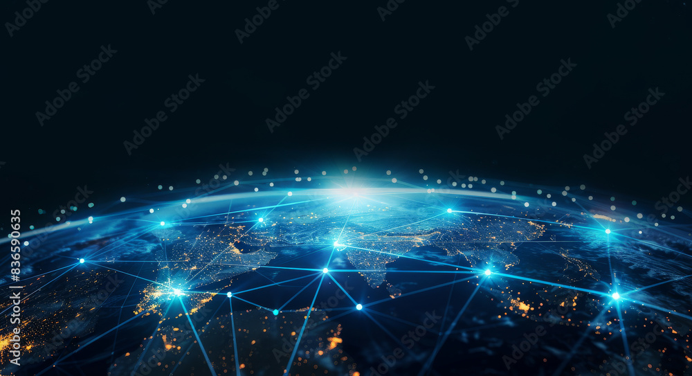 Poster abstract digital network background. global connectivity or technology network concept.