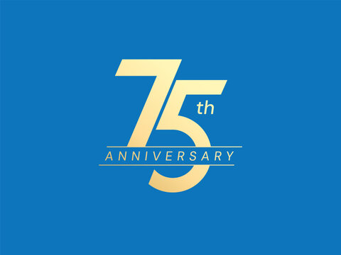 75th Anniversary luxury gold celebration with Italics number style logo typography vector design concept. Seventy-five Years anniversary gold typography template for celebration event, business, web.