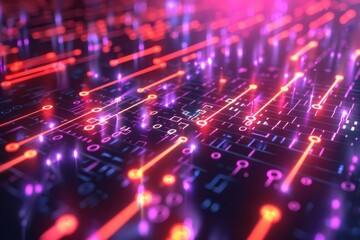 Obraz premium Digital Binary Technology Background created with Generative AI