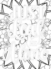 Fall Quotes Flower Coloring Page Beautiful black and white illustration for adult coloring book