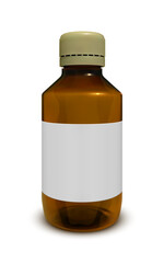 Medicine bottle of brown glass isolated on white background