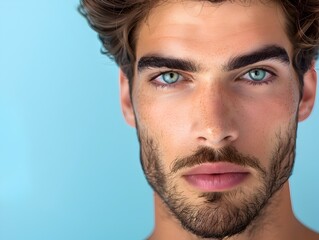 Obraz premium Handsome Argentine Man s Captivating Facial Portrait for Luxury Skincare Advertising