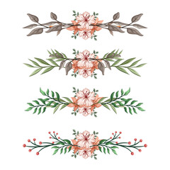 The Blooms Greenery Floral Foliage Ornament Corner Text Separator Elegance Framie for Invitations Card Template