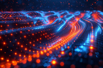 Obraz premium Digital background for tech, AI, neural networks, data, audio, graphics