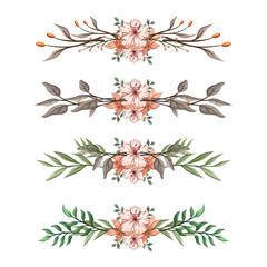 The Blooms Greenery Floral Foliage Ornament Corner Text Separator Elegance Framie for Invitations Card Template