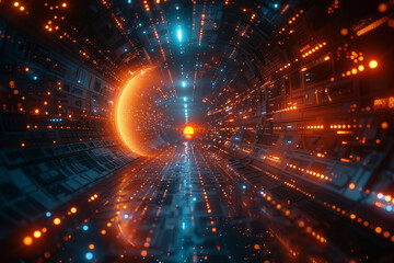 Obraz premium Digital background for tech, AI, neural networks, data, audio, graphics