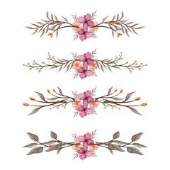 The Blooms Greenery Floral Foliage Ornament Corner Text Separator Elegance Framie for Invitations Card Template