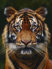 Obraz premium Hyper Detailed Digital Portrait of a Ferocious Tiger s Powerful and Intense Facial Features