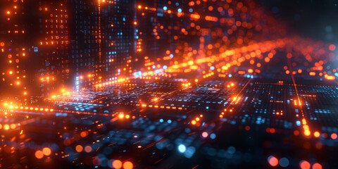 Fototapeta premium Digital background for tech, AI, neural networks, data, audio, graphics