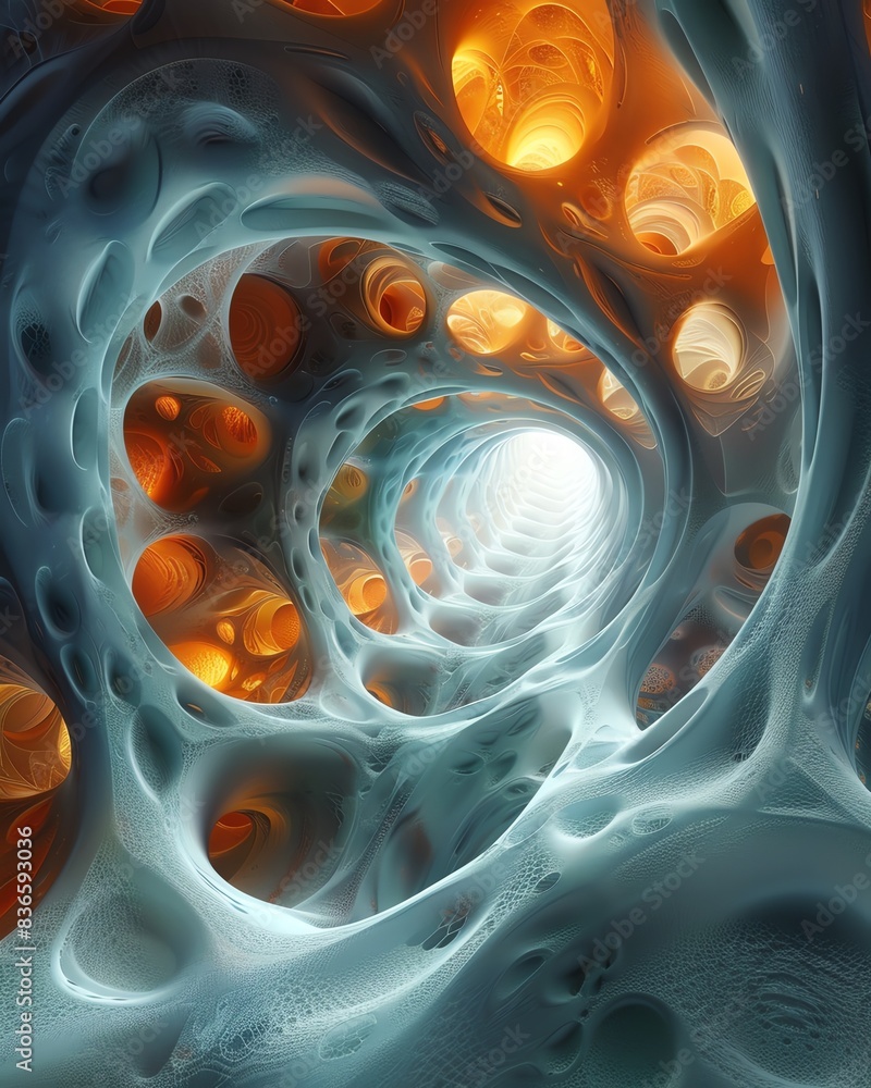 Poster abstract 3d background with fractal patterns and deep color contrasts