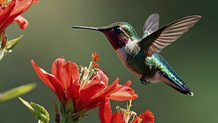 Naklejka premium hummingbird close up photography ai generated