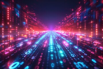 Obraz premium Digital Binary Technology Background created with Generative AI