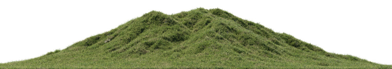 Obraz premium Meadow and Grassland mountain with isolated on transparent background - PNG file, 3D rendering illustration