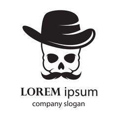 spooky human head skull logo design