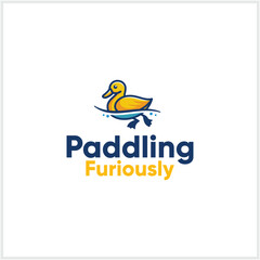 duck logo paddling colored duck logo icon