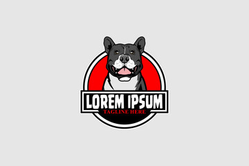 Friendly pitbull dog cartoon character vector badge logo template