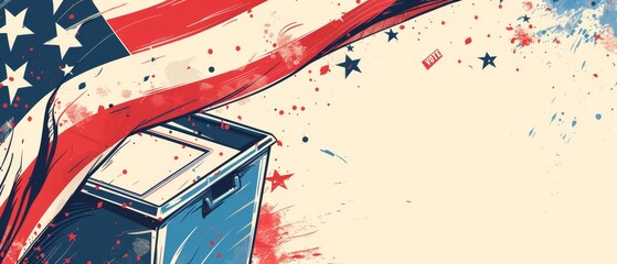 Abstract Voting Illustration with American Flag.