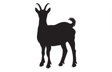 Black Alpine Goat Silhouette, Alpine ibex silhouette illustration
