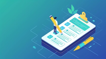 Streamlined Productivity Digital Checklist Update with Pen Illustration