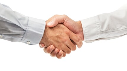 High definition close-up of two business women shaking hands in agreement. on a white background