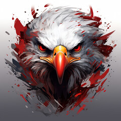 Gray-red angry eagle
