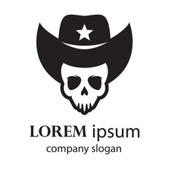 spooky human head skull logo design