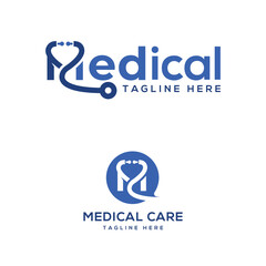 Medical Creative text based and icon mark logo design modern minimal concept