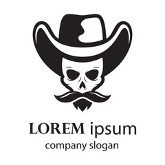 spooky human head skull logo design