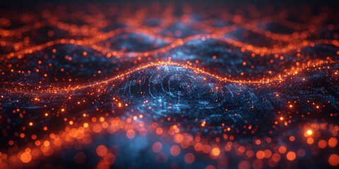 Obraz premium Digital background for tech, AI, neural networks, data, audio, graphics
