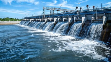 A large body of water with a series of waterfalls