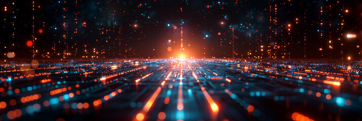Digital background for tech, AI, neural networks, data, audio, graphics