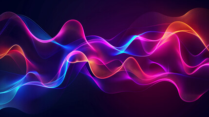 Sound Waves in Neon: Abstract Art with Flowing Lines, Rhythmic Vibrant Colors