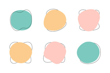 Color liquid blob shapes, pastel vector organic random forms, fluid silhouette, simple smooth ink stain. Highlight for social media stories