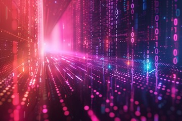 Obraz premium Digital Binary Technology Background created with Generative AI