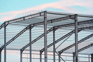 part of Steel frame commercial building under construction