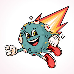 Falling meteor, cartoon mascot. suitable for clothing, posters and design elements