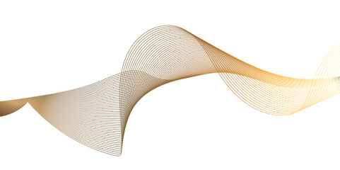 Abstract wavy lines flowing curve golden gradient color on transparent background. Abstract white background colorful lines. modern wavy stripes on white background isolated.	