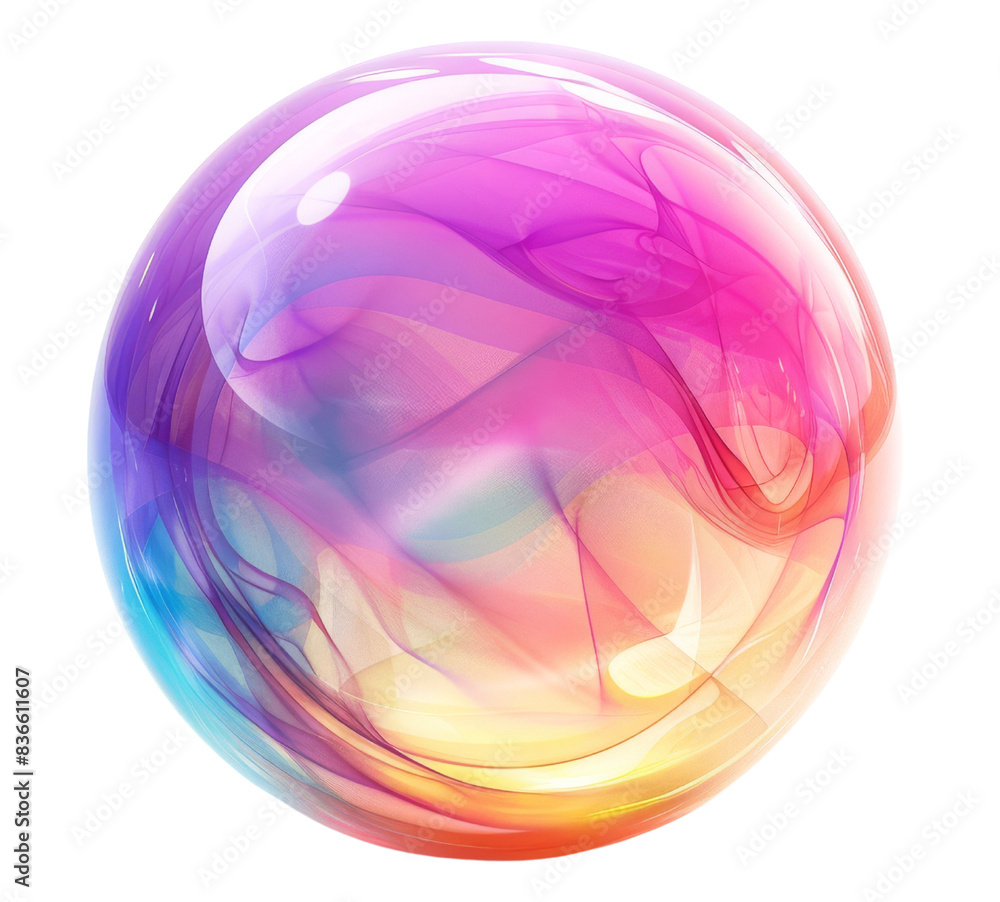 Poster colorful abstract sphere with vibrant gradient hues and wispy lines. perfect for modern designs and 