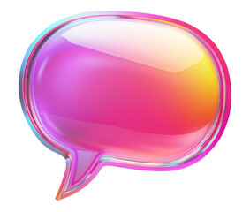 Colorful 3D speech bubble with a glossy gradient effect, ideal for communication, social media, and digital design concepts.