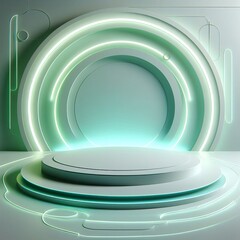 Obraz premium An empty stage pedestal display mockup bathed in spotlight awaits its performer