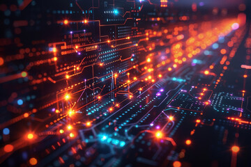 Obraz premium Digital background for tech, AI, neural networks, data, audio, graphics