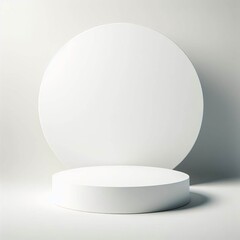 An empty stage pedestal display mockup bathed in spotlight awaits its performer