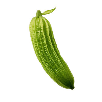 Single organic pointed gourd vegetable isolated on white background